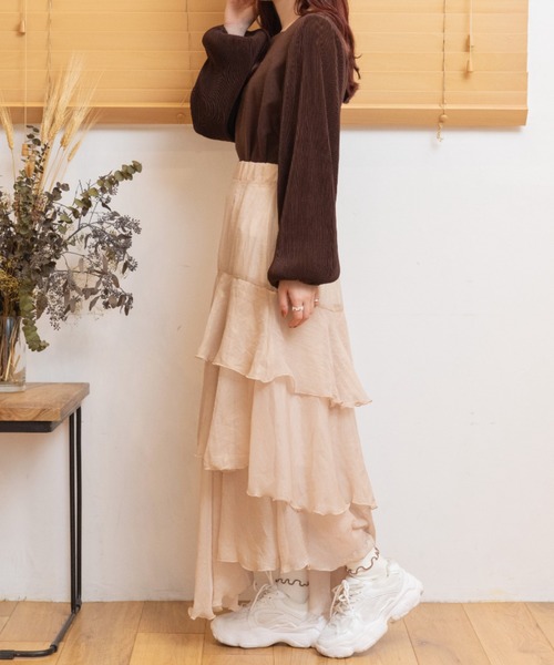 Mysa&Liina（ミーサリーナ）の「袖プリーツプルオーバー（Tシャツ/カットソー・レディース・オフホワイト/オレンジ/ブラウン・M）」の13枚目の写真