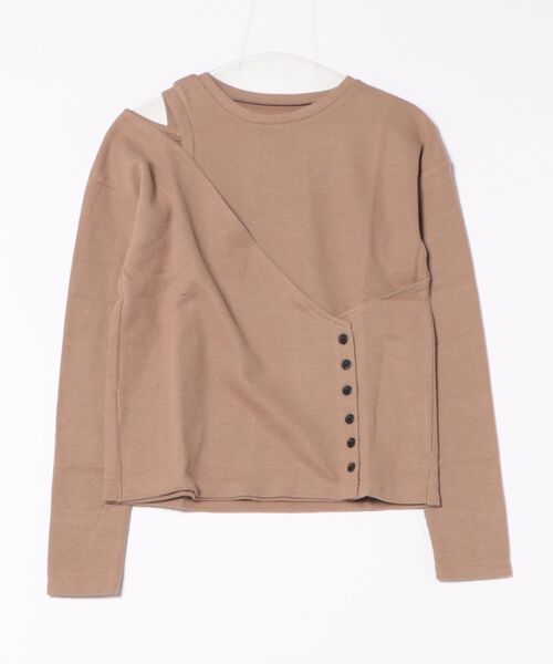 STYLEBLOCK（スタイルブロック）の「接結起毛フライス釦デザイントップス（ニット/セーター・レディース・モカ/パープル/ブラウン/アイボリー・M）」の3枚目の写真