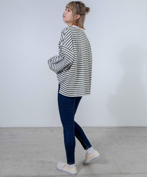 WEGO（ウィゴー）の「WEGO/だぼそでボーダーTシャツ（Tシャツ/カットソー・レディース・グリーン系その他5/ベージュ系その他5/ブラック系その他5・FREE）」の14枚目の写真