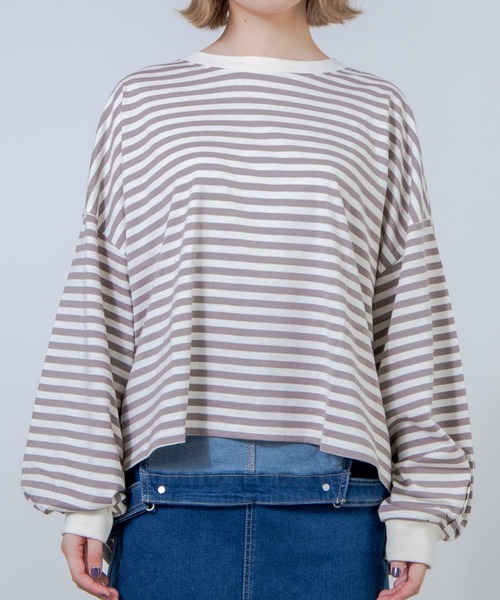 WEGO（ウィゴー）の「WEGO/だぼそでボーダーTシャツ（Tシャツ/カットソー・レディース・グリーン系その他5/ベージュ系その他5/ブラック系その他5・FREE）」の19枚目の写真