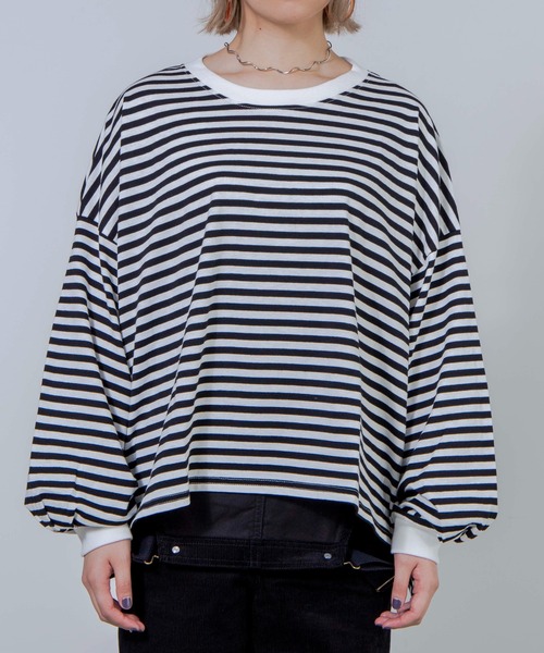 WEGO（ウィゴー）の「WEGO/だぼそでボーダーTシャツ（Tシャツ/カットソー・レディース・グリーン系その他5/ベージュ系その他5/ブラック系その他5・FREE）」の20枚目の写真