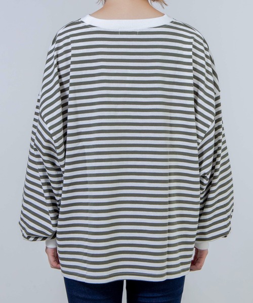 WEGO（ウィゴー）の「WEGO/だぼそでボーダーTシャツ（Tシャツ/カットソー・レディース・グリーン系その他5/ベージュ系その他5/ブラック系その他5・FREE）」の18枚目の写真