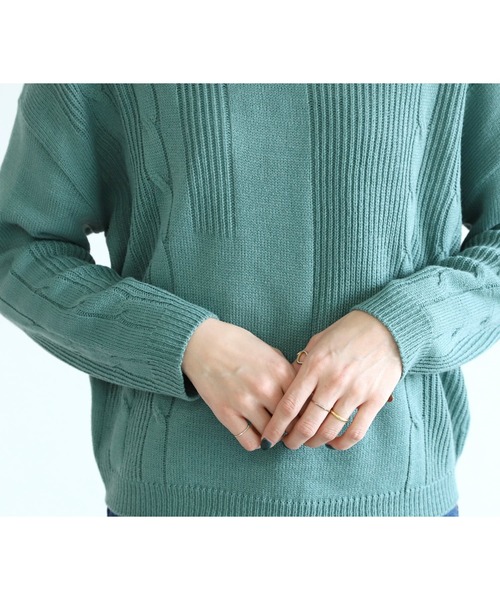 reca（レカ）の「デザインニット（ニット/セーター・レディース・カーキ/アイボリー/モカ/グレイッシュベージュ/パープル/チャコールグレー/バイオレット/グリーン/ライトベージュ・FREE）」の13枚目の写真