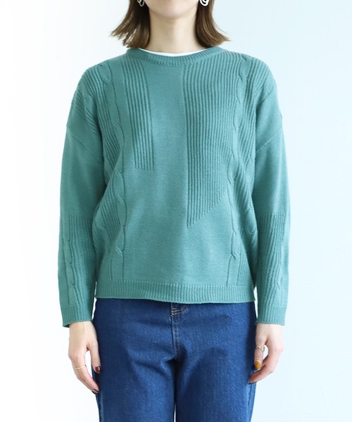 reca（レカ）の「デザインニット（ニット/セーター・レディース・カーキ/アイボリー/モカ/グレイッシュベージュ/パープル/チャコールグレー/バイオレット/グリーン/ライトベージュ・FREE）」の20枚目の写真