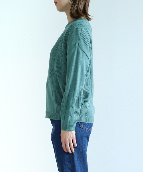 reca（レカ）の「デザインニット（ニット/セーター・レディース・カーキ/アイボリー/モカ/グレイッシュベージュ/パープル/チャコールグレー/バイオレット/グリーン/ライトベージュ・FREE）」の19枚目の写真