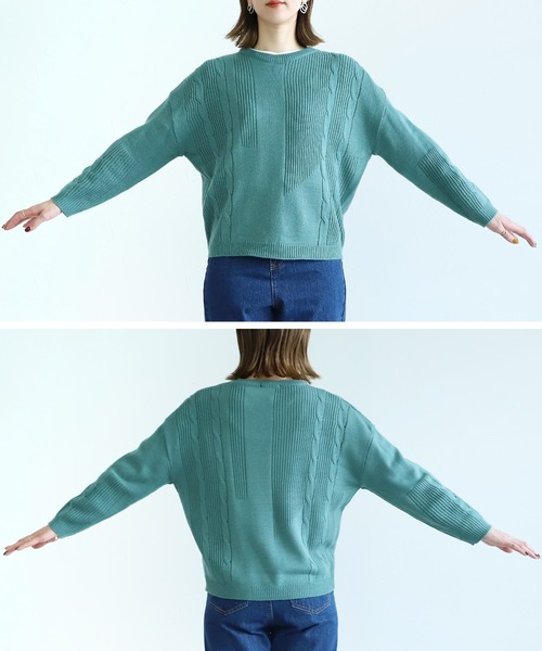 reca（レカ）の「デザインニット（ニット/セーター・レディース・カーキ/アイボリー/モカ/グレイッシュベージュ/パープル/チャコールグレー/バイオレット/グリーン/ライトベージュ・FREE）」の17枚目の写真