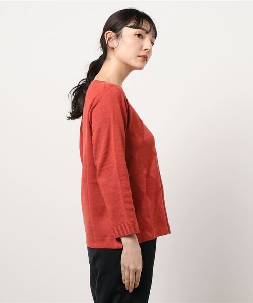 BELLUNA（ベルーナ）の「ラメ入りアーガイル柄ニットプルオーバー（ニット/セーター・レディース・ライトグレー/パープル/ネイビー/モカ/コーラル・MEDIUM/LARGE/X-LARGE）」の9枚目の写真