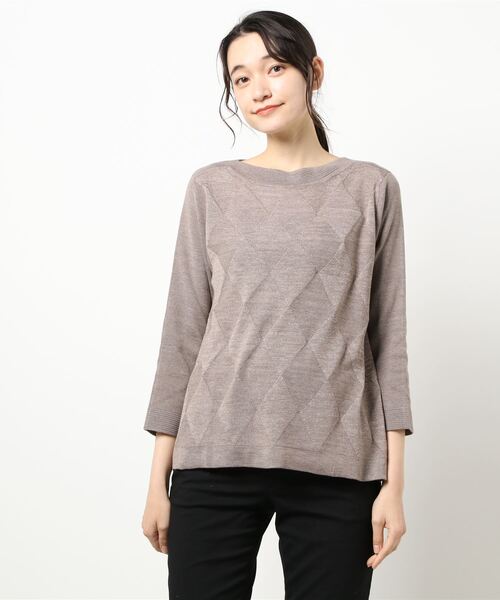 BELLUNA（ベルーナ）の「ラメ入りアーガイル柄ニットプルオーバー（ニット/セーター・レディース・ライトグレー/パープル/ネイビー/モカ/コーラル・MEDIUM/LARGE/X-LARGE）」の11枚目の写真