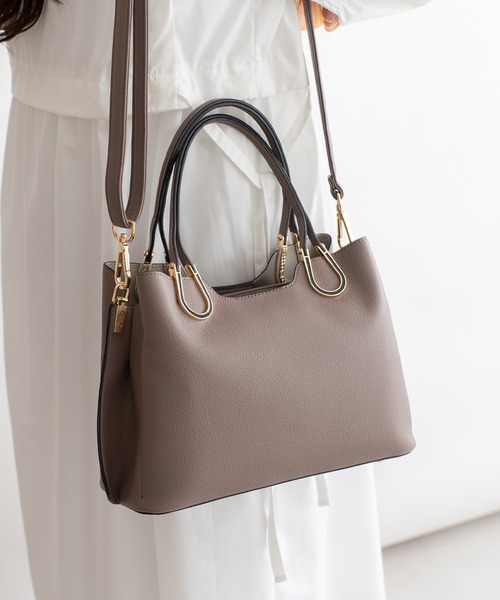 VitaFelice(ヴィータフェリーチェ)の「2wayハンドバッグ トートバッグ(トートバッグ・レディース・グリーン系その他/ベージュ系その他/ブラック/オフホワイト/スモークピンク・FREE)」の5枚目の写真