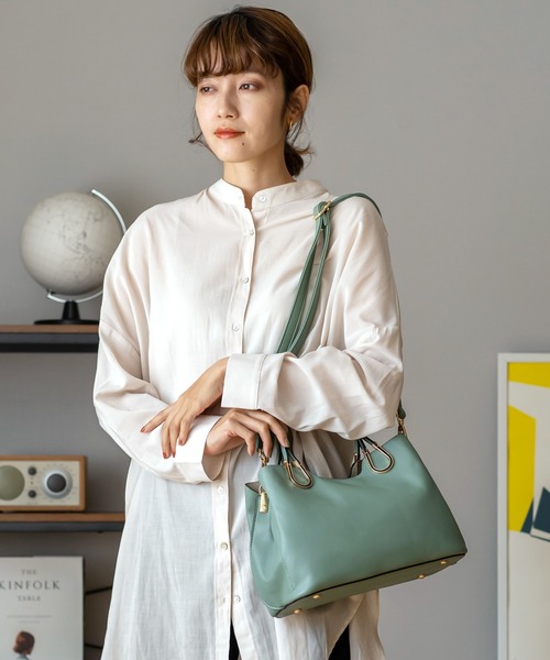 VitaFelice(ヴィータフェリーチェ)の「2wayハンドバッグ トートバッグ(トートバッグ・レディース・グリーン系その他/ベージュ系その他/ブラック/オフホワイト/スモークピンク・FREE)」の18枚目の写真