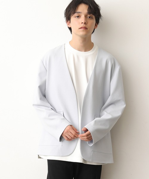 JUNRED（ジュンレッド）の「テクスチャーTRルーズノーカラーJKT（ノーカラージャケット・メンズ・ダークブラウン/ベージュ/サックスブルー・S/M/L）」の20枚目の写真