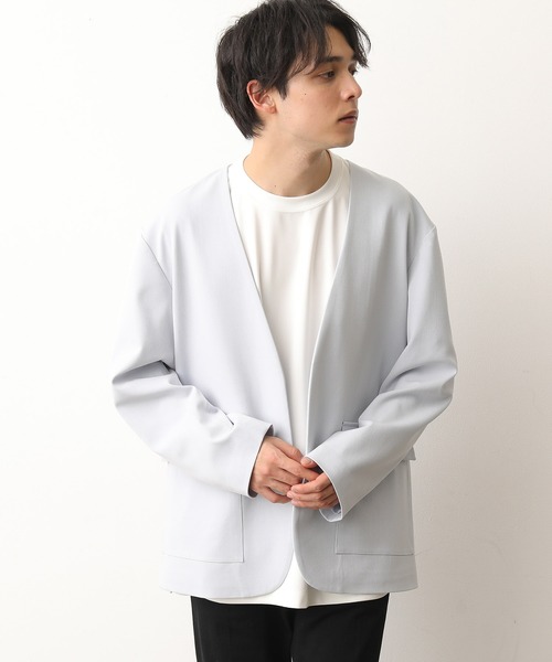 JUNRED（ジュンレッド）の「テクスチャーTRルーズノーカラーJKT（ノーカラージャケット・メンズ・ダークブラウン/ベージュ/サックスブルー・S/M/L）」の13枚目の写真