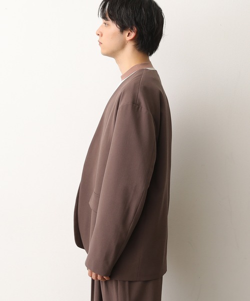 JUNRED（ジュンレッド）の「テクスチャーTRルーズノーカラーJKT（ノーカラージャケット・メンズ・ダークブラウン/ベージュ/サックスブルー・S/M/L）」の21枚目の写真