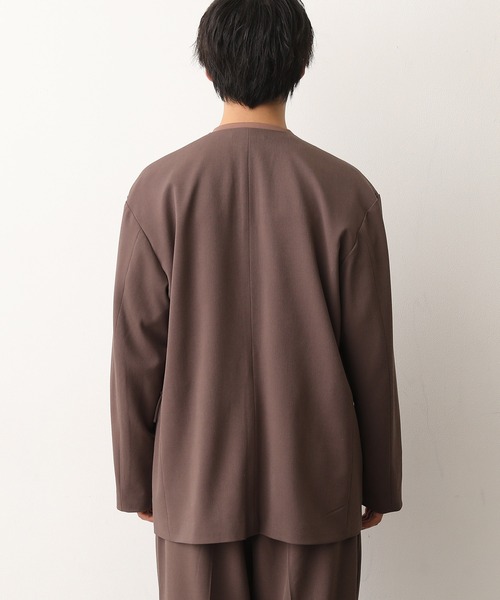 JUNRED（ジュンレッド）の「テクスチャーTRルーズノーカラーJKT（ノーカラージャケット・メンズ・ダークブラウン/ベージュ/サックスブルー・S/M/L）」の14枚目の写真