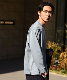 【WEB限定】SHIPS: 形態安定 防シワ加工 テレワーク ビズ リラックスフィット クルーネック Tシャツ (ロンT)