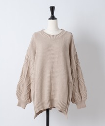 Rewde | コットンケーブル裾ＺＩＰニット（1R14-L511049）(ニット/セーター)