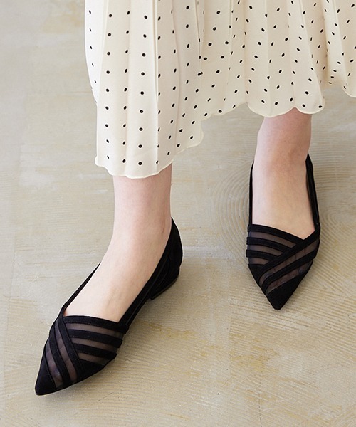 JELLY BEANS(ジェリービーンズ)の「シアーコンビフラットパンプス(204-32633)JELLY BEANS(ジェリービーンズ)(パンプス・レディース・ブラック/ベージュ/イエロー・23/24/22.5/24.5/23.5)」の14枚目の写真