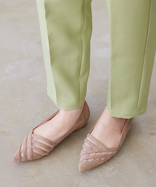 JELLY BEANS(ジェリービーンズ)の「シアーコンビフラットパンプス(204-32633)JELLY BEANS(ジェリービーンズ)(パンプス・レディース・ブラック/ベージュ/イエロー・23/24/22.5/24.5/23.5)」の4枚目の写真