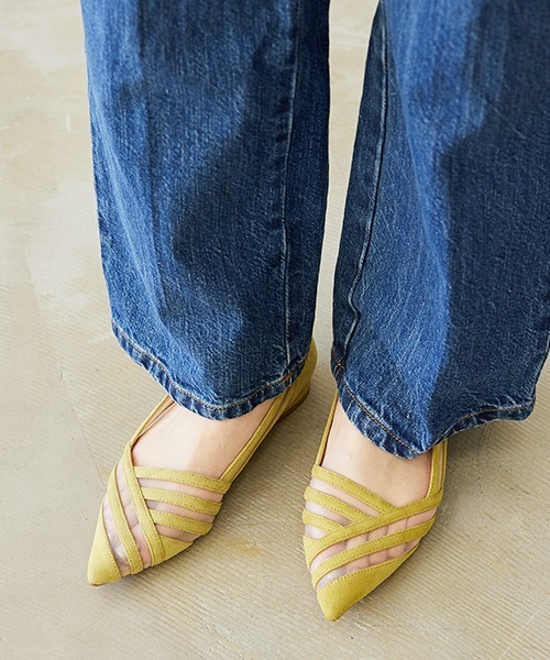 JELLY BEANS(ジェリービーンズ)の「シアーコンビフラットパンプス(204-32633)JELLY BEANS(ジェリービーンズ)(パンプス・レディース・ブラック/ベージュ/イエロー・23/24/22.5/24.5/23.5)」の18枚目の写真