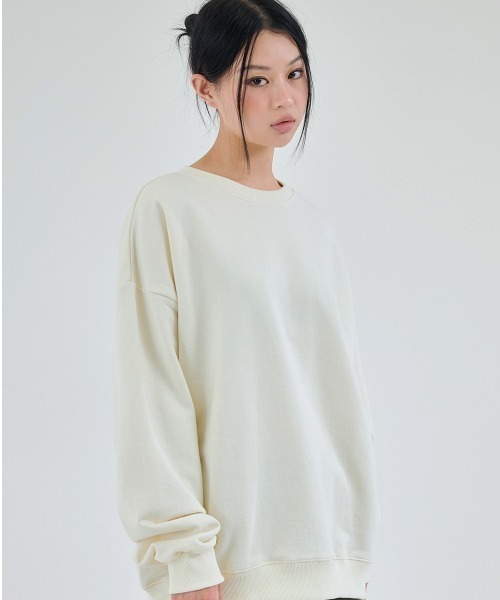 ACOVER(オコボ)の「『ACOVER/オコボ』TUMBLE SWEAT SHIRT/タンブル ロングスリーブ スウェットシャツ(スウェット・レディース・ブラック/イエロー/ネイビー/ブルー/ピンク/アイボリー/グレー/ライトグリーン・M/L)」の2枚目の写真