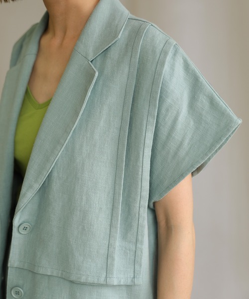 select MOCA(セレクトモカ)の「2021 SS リネンフレンチスリーブデザインジャケット(その他アウター・レディース・グレー/アイボリー/ブルーグリーン・FREE)」の20枚目の写真