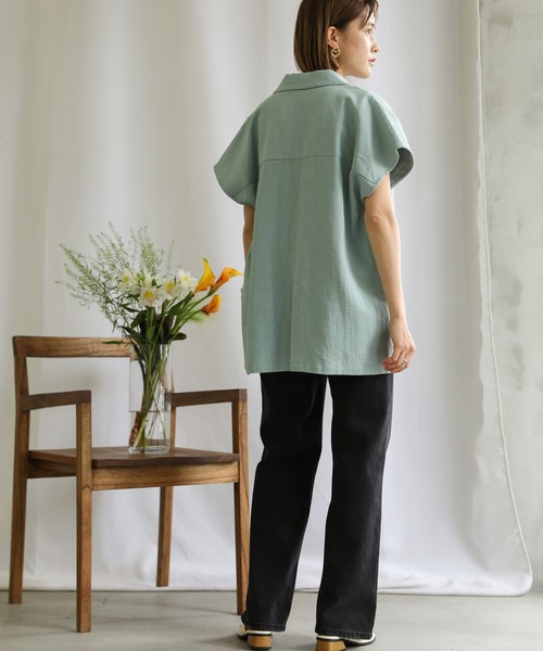 select MOCA(セレクトモカ)の「2021 SS リネンフレンチスリーブデザインジャケット(その他アウター・レディース・グレー/アイボリー/ブルーグリーン・FREE)」の21枚目の写真