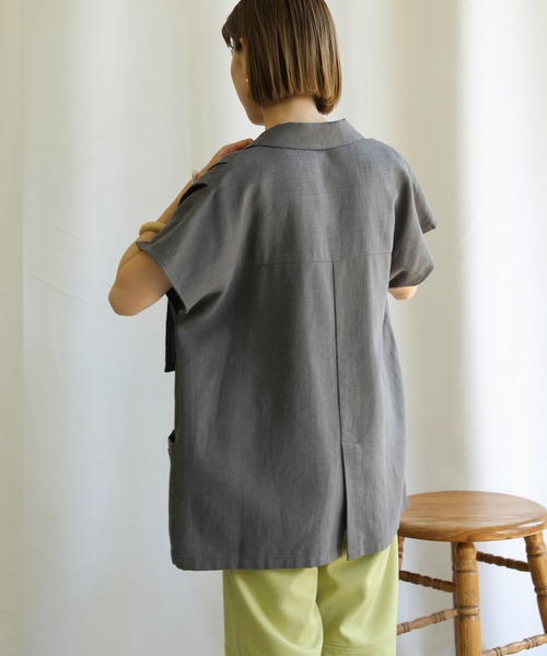 select MOCA(セレクトモカ)の「2021 SS リネンフレンチスリーブデザインジャケット(その他アウター・レディース・グレー/アイボリー/ブルーグリーン・FREE)」の12枚目の写真