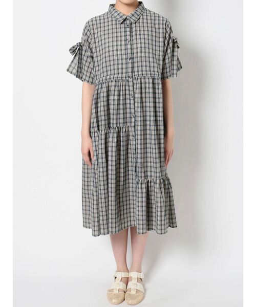 merry jenny（メリージェニー）の「スリーブリボンアシメチェックワンピース（ワンピース・レディース・ピンク/ブルー/ネイビー・FREE）」の13枚目の写真