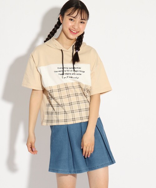 セール ブロッキングパーカー デニムスカート セットアップ セットアップ Pink Latte ピンクラテ のファッション通販 Zozotown