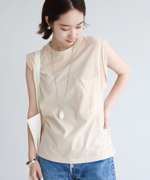 SLOBE citron.（スローブシトロン）の「SLOBE citron. BIGポッケノースリーブ【手洗い可能】◆（Tシャツ/カットソー・レディース・ホワイト/ベージュ/カーキ/ブラック系その他・FREE）」の3枚目の写真