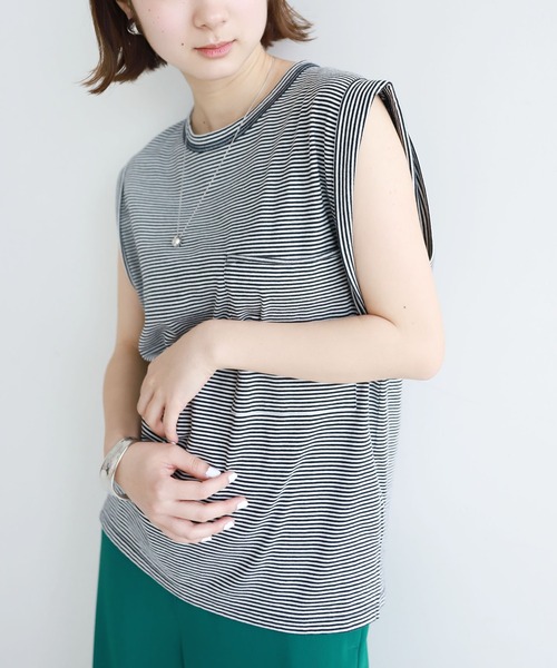 SLOBE citron.（スローブシトロン）の「SLOBE citron. BIGポッケノースリーブ【手洗い可能】◆（Tシャツ/カットソー・レディース・ホワイト/ベージュ/カーキ/ブラック系その他・FREE）」の2枚目の写真