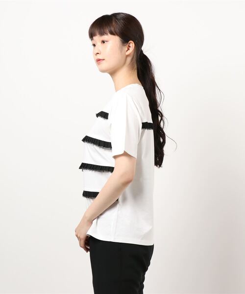 ローファッジ フリルデザインカットソー RAW FUDGE（ローファッジ）の「フリルボーダーTシャツ（Tシャツ
