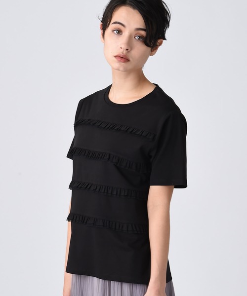 ローファッジ フリルデザインカットソー RAW FUDGE（ローファッジ）の「フリルボーダーTシャツ（Tシャツ