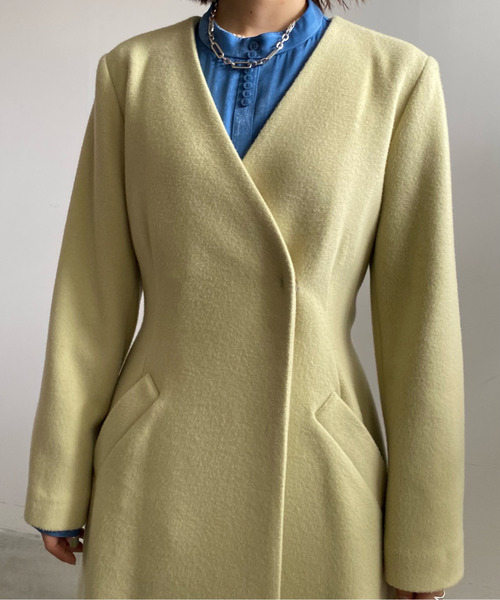 ノーカラーコート WAIST SHAPE NO COLLAR COAT