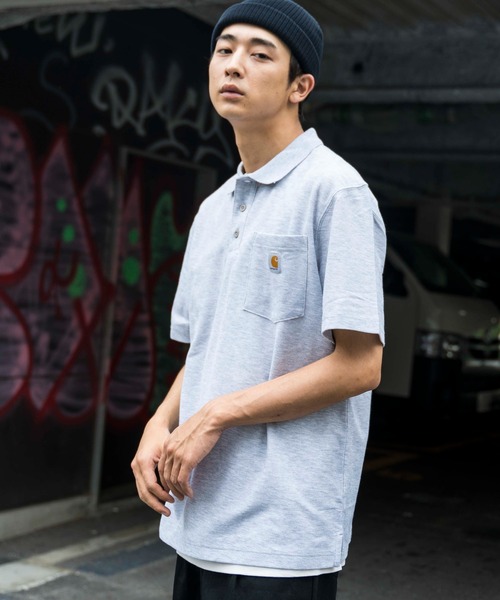Carhartt（カーハート）の「WEGO/CARHARTT Polo半袖Tシャツ（ポロシャツ・メンズ・ブラック/ネイビー/ダークグレー/杢グレー/グリーン系その他・SMALL/MEDIUM/LARGE/X-LARGE）」の3枚目の写真