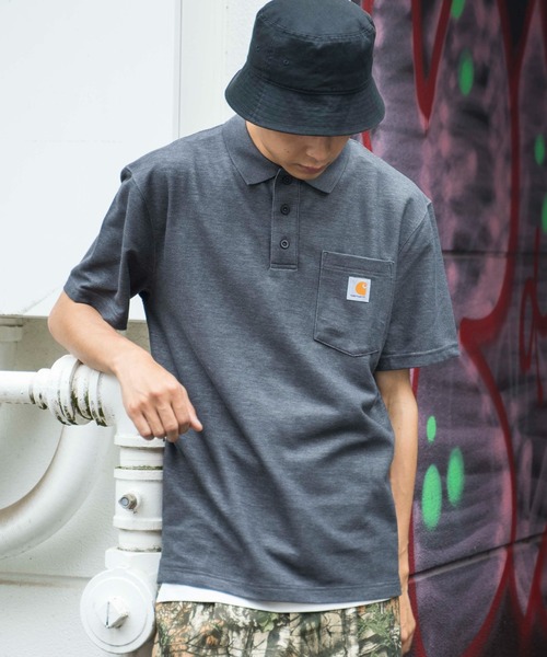 Carhartt（カーハート）の「WEGO/CARHARTT Polo半袖Tシャツ（ポロシャツ・メンズ・ブラック/ネイビー/ダークグレー/杢グレー/グリーン系その他・SMALL/MEDIUM/LARGE/X-LARGE）」の2枚目の写真
