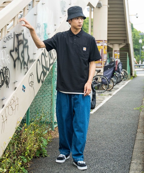 Carhartt（カーハート）の「WEGO/CARHARTT Polo半袖Tシャツ（ポロシャツ・メンズ・ブラック/ネイビー/ダークグレー/杢グレー/グリーン系その他・SMALL/MEDIUM/LARGE/X-LARGE）」の9枚目の写真