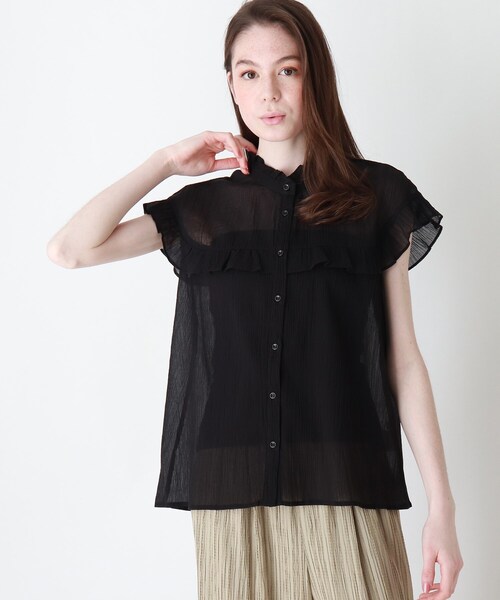 DRESKIP（ドレスキップ）の「◆楊柳フリルブラウス（シャツ/ブラウス・レディース・ブラック/ブラウン系その他2/オフホワイト・02/03）」の2枚目の写真