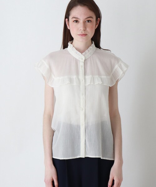 DRESKIP（ドレスキップ）の「◆楊柳フリルブラウス（シャツ/ブラウス・レディース・ブラック/ブラウン系その他2/オフホワイト・02/03）」の4枚目の写真