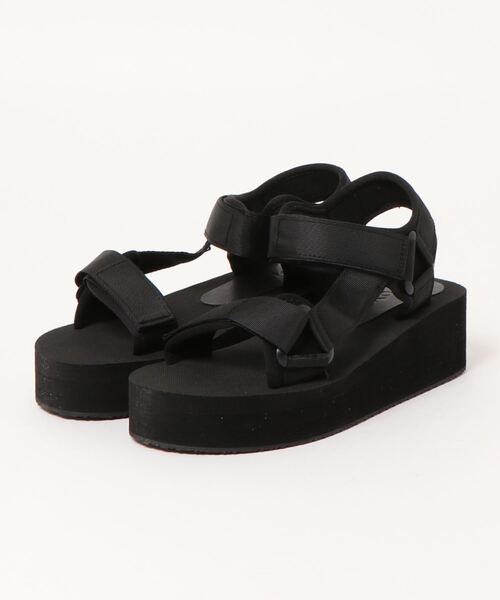 koe（コエ）の「厚底ベルクロスポーツサンダル*（サンダル・レディース・ホワイト/パープル/ブラック/ベージュ・M/L）」の2枚目の写真