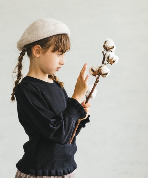 pairmanon(ペアマノン)の「【ママとおそろい】 ガールズパフスリーブ長袖ニットプルオーバー(ニット/セーター・キッズ・ミント/ブラック/アイボリー/モカ・140/150/120/100/130/110/90)」の2枚目の写真