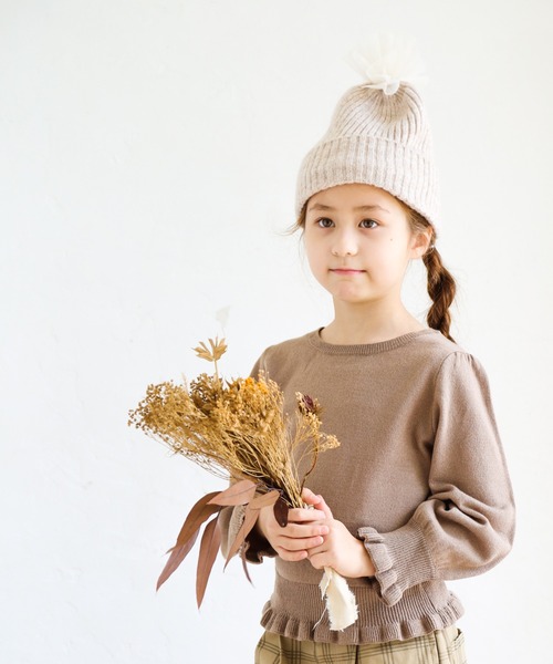 pairmanon(ペアマノン)の「【ママとおそろい】 ガールズパフスリーブ長袖ニットプルオーバー(ニット/セーター・キッズ・ミント/ブラック/アイボリー/モカ・140/150/120/100/130/110/90)」の3枚目の写真