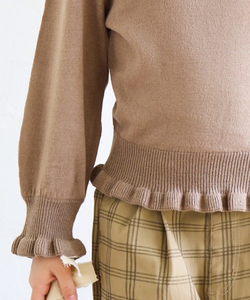 pairmanon(ペアマノン)の「【ママとおそろい】 ガールズパフスリーブ長袖ニットプルオーバー(ニット/セーター・キッズ・ミント/ブラック/アイボリー/モカ・140/150/120/100/130/110/90)」の13枚目の写真