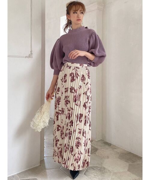 RESEXXY（リゼクシー）の「クリンクルフレアスカート（スカート・レディース・ブラウン/アイボリー/ネイビー・FREE）」の5枚目の写真