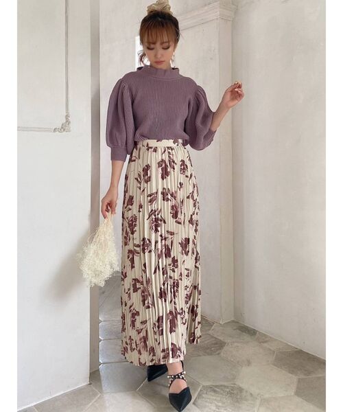 RESEXXY（リゼクシー）の「クリンクルフレアスカート（スカート・レディース・ブラウン/アイボリー/ネイビー・FREE）」の7枚目の写真