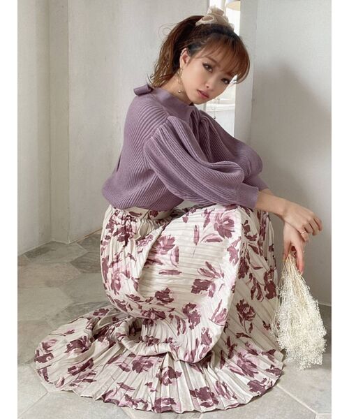 RESEXXY（リゼクシー）の「クリンクルフレアスカート（スカート・レディース・ブラウン/アイボリー/ネイビー・FREE）」の9枚目の写真