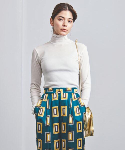 UNITED ARROWS（ユナイテッドアローズ）の「UWSC テレコ リブ ハイネック カットソー †（Tシャツ/カットソー・レディース・ブラック/オフホワイト/ライム/ピンク・FREE）」の2枚目の写真