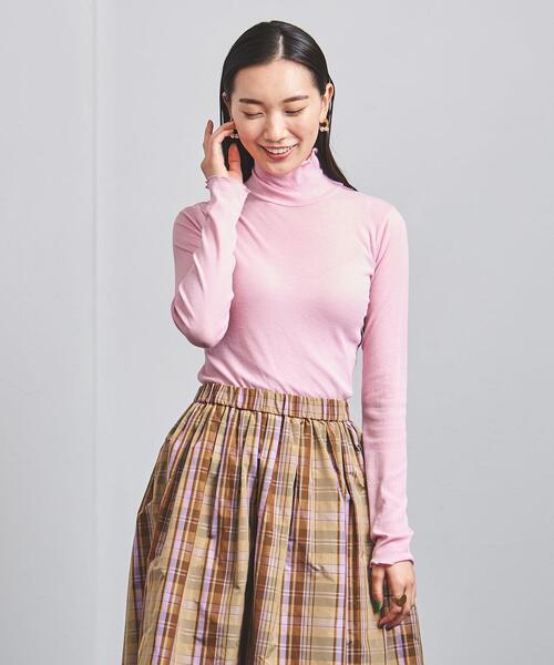 UNITED ARROWS（ユナイテッドアローズ）の「UWSC テレコ リブ ハイネック カットソー †（Tシャツ/カットソー・レディース・ブラック/オフホワイト/ライム/ピンク・FREE）」の4枚目の写真