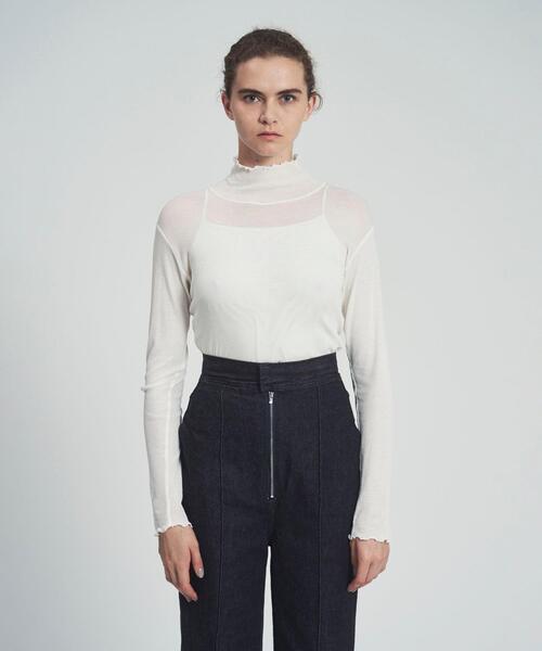 UNITED ARROWS（ユナイテッドアローズ）の「UWSC テレコ リブ ハイネック カットソー †（Tシャツ/カットソー・レディース・ブラック/オフホワイト/ライム/ピンク・FREE）」の7枚目の写真