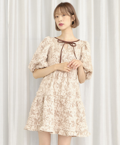 TITTY&CO.（ティティーアンドコー）の「ジャガードAラインミニワンピース（ワンピース・レディース・ブラック/ベージュ・SMALL/MEDIUM）」の18枚目の写真